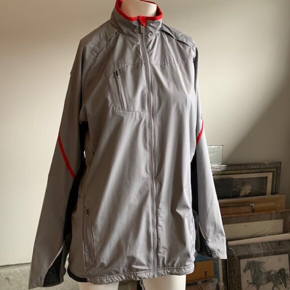 Adidas Activewear Windstopper Clima365 Windbreaker Jacket Grey + Red Size M - Picture 1 of 12